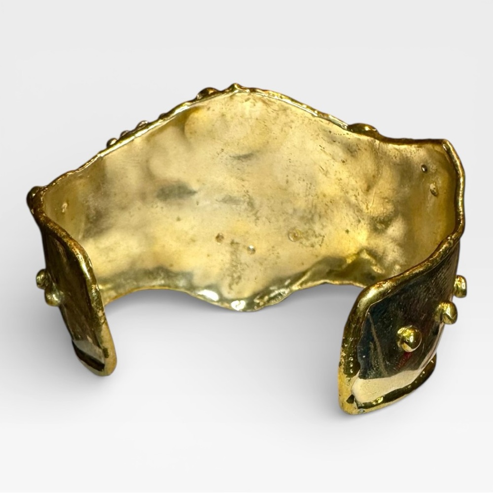 VINTAGE ARTISAN 1970s Brutalist Mixed Metal Bangle Cuff Bracelet, Adjustable - Picture 13 of 13